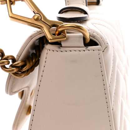 Gucci Calfskin Matelasse Mini GG Marmont Top Handle Shoulder Bag White 13 of 14