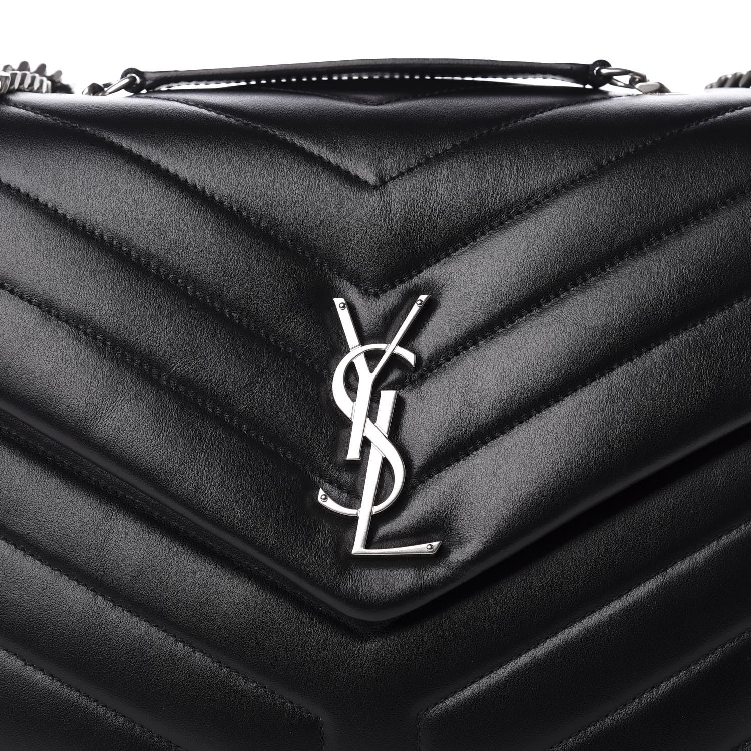 Saint Laurent Calfskin Y Quilted Monogram Medium Loulou Chain Satchel Black 7 of 12