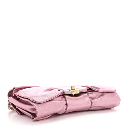 Chanel Metallic Lambskin Tie My Bow Flap Clutch With Chain Pink 4 of 11