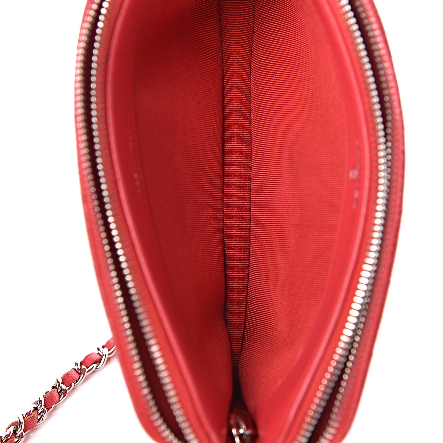 Caviar Chevron Quilted Small Clutch With Chain Light Red