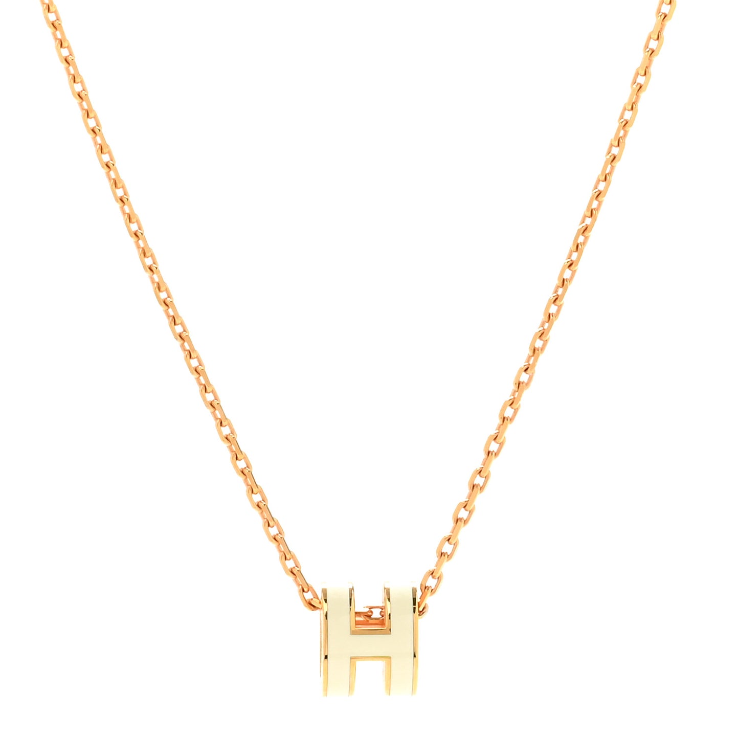 Lacquered Rose Gold Mini Pop H Pendant Necklace White