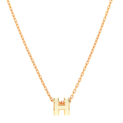 Hermes Lacquered Rose Gold Mini Pop H Pendant Necklace White 1 of 6