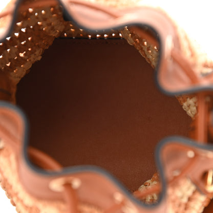 Fendi Raffia Vitello Seta F is Fendi FF Woven Mini Mon Tresor Bucket Bag Brick Natural 5 of 10