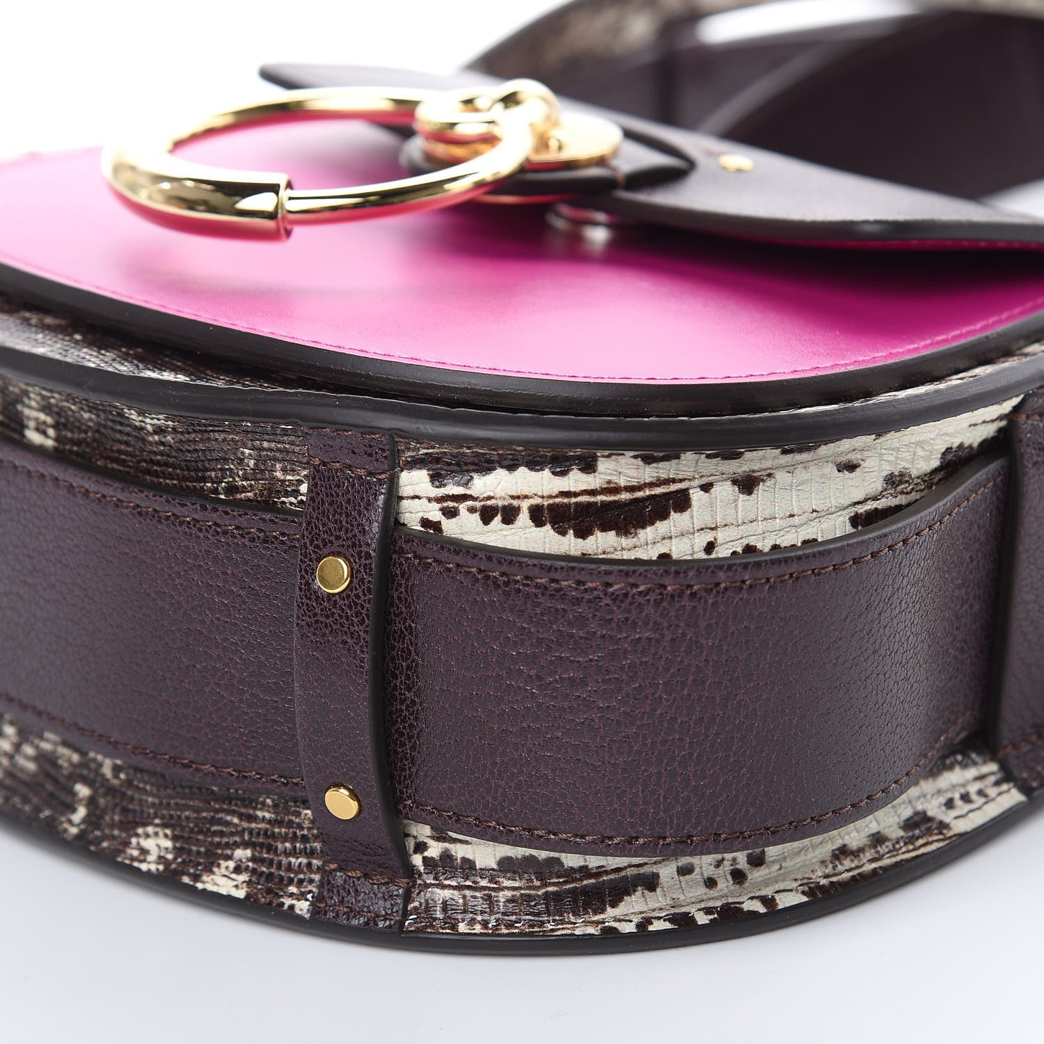 Chloe Calfskin Lizard Embossed Small Tess Bag Black Raisin 8 of 8