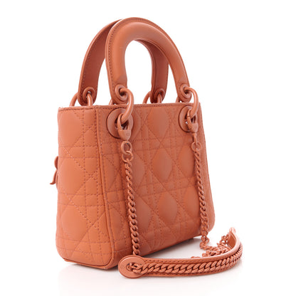 Christian Dior Ultra Matte Calfskin Cannage Mini Lady Dior Orange 3 of 13