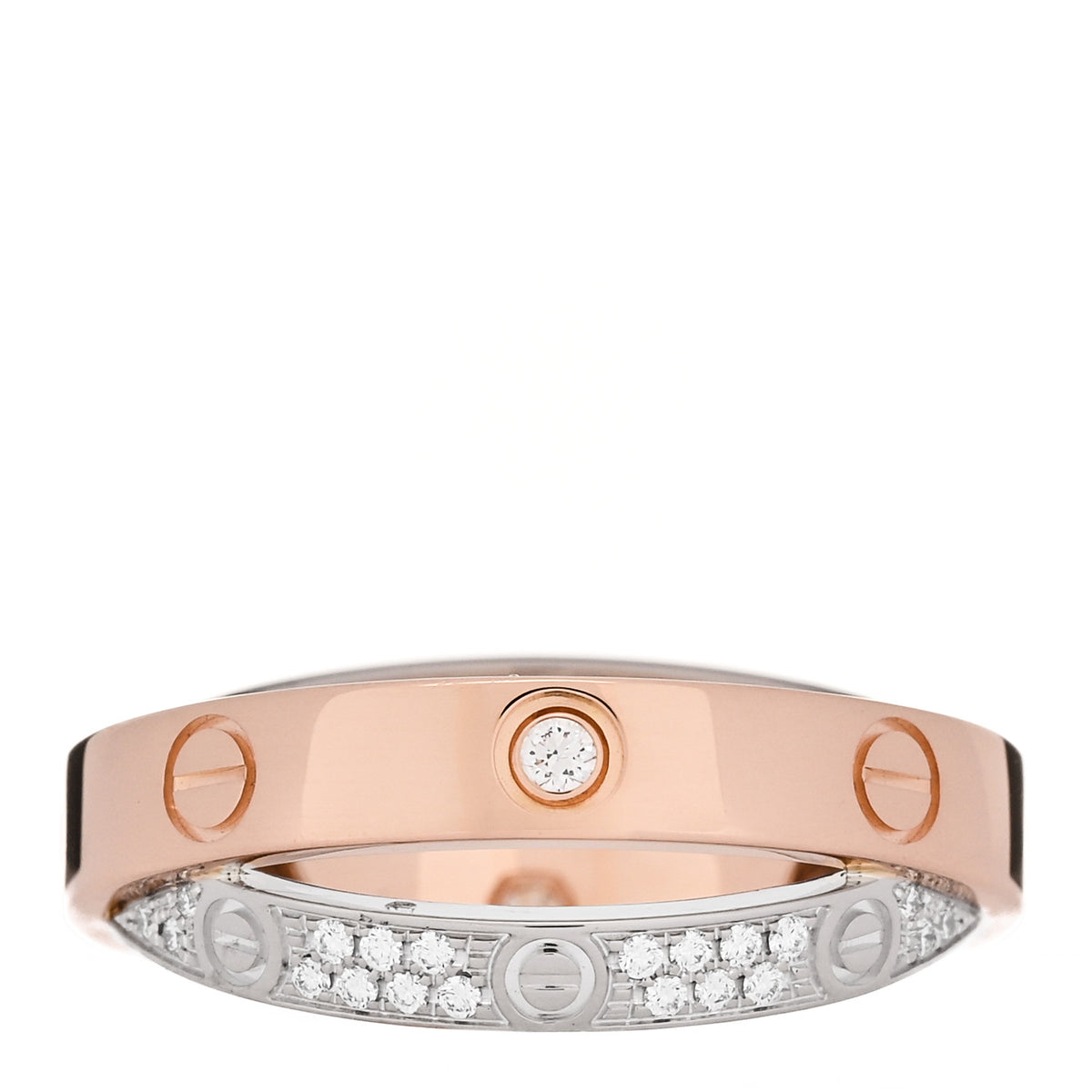 18K Pink White Gold Diamond LOVE Pave Ring 49 5