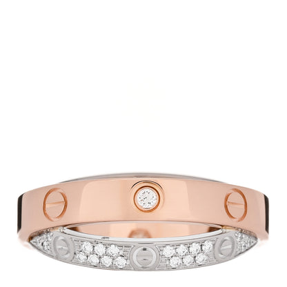 Cartier 18K Pink White Gold Diamond LOVE Pave Ring 49 5 3 of 4