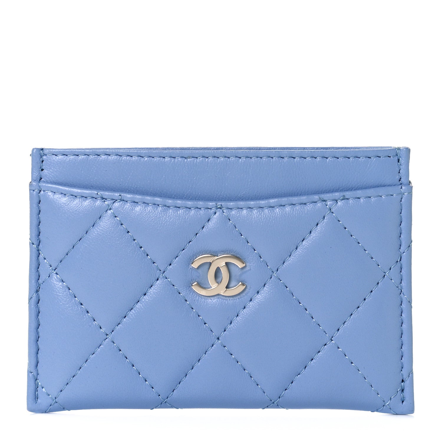 Chanel Lambskin Quilted Card Holder Light Blue 1 of 11