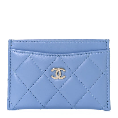 Chanel Lambskin Quilted Card Holder Light Blue 1 of 11