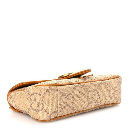 Gucci Raffia GG Monogram Matelasse Small GG Marmont Shoulder Bag Natural Beige Off White Sun Oil 4 of 11