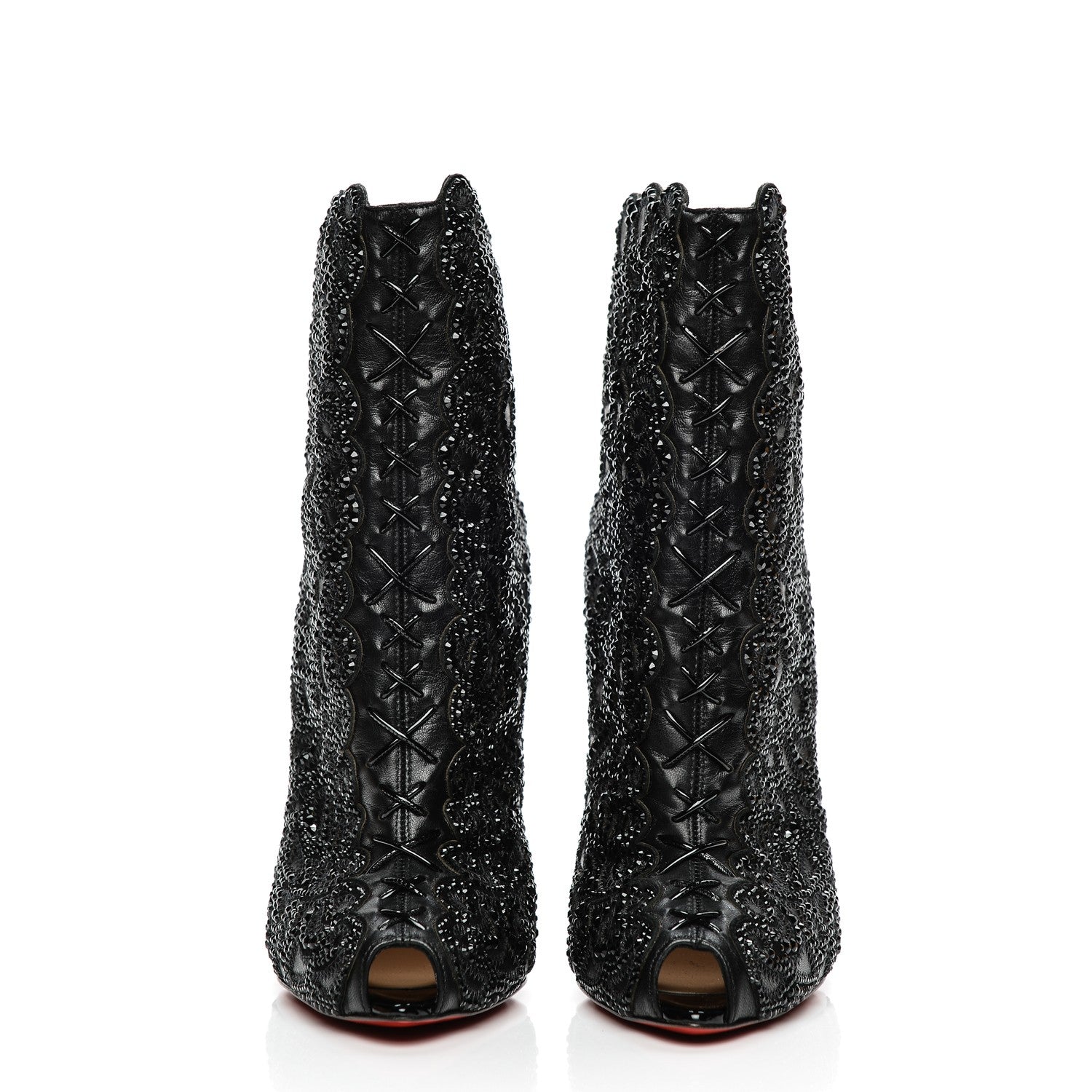 Christian Louboutin Calfskin Strass Rihanini 120 Booties 37 Black 2 of 8
