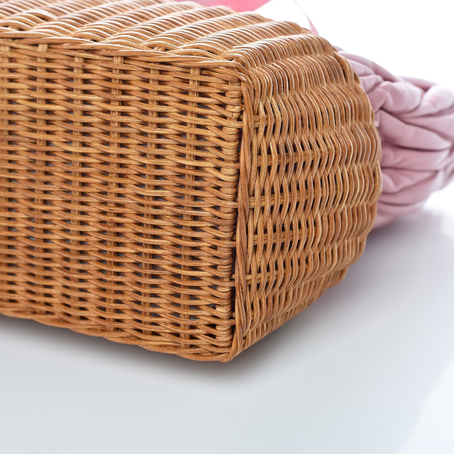 Miu Miu Nappa Matelasse Wicker Basket Bag Rosa Miele 10 of 11