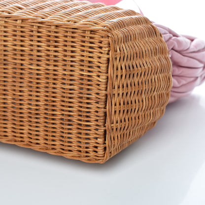 Miu Miu Nappa Matelasse Wicker Basket Bag Rosa Miele 10 of 11