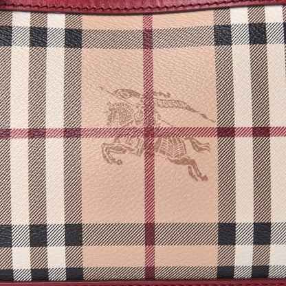 Burberry Haymarket Check Small Peyton Crossbody Clutch Bag Military Red 8 of 10
