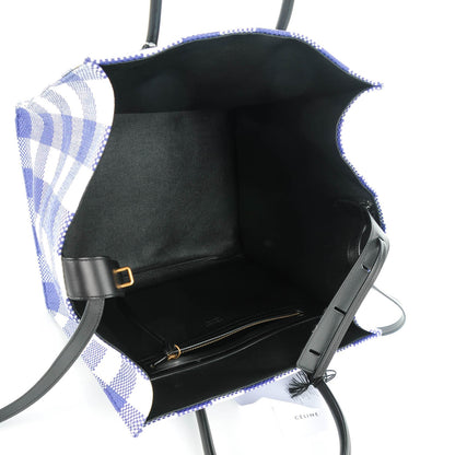 Celine Gingham Woven Medium Phantom Luggage Cobalt 5 of 8