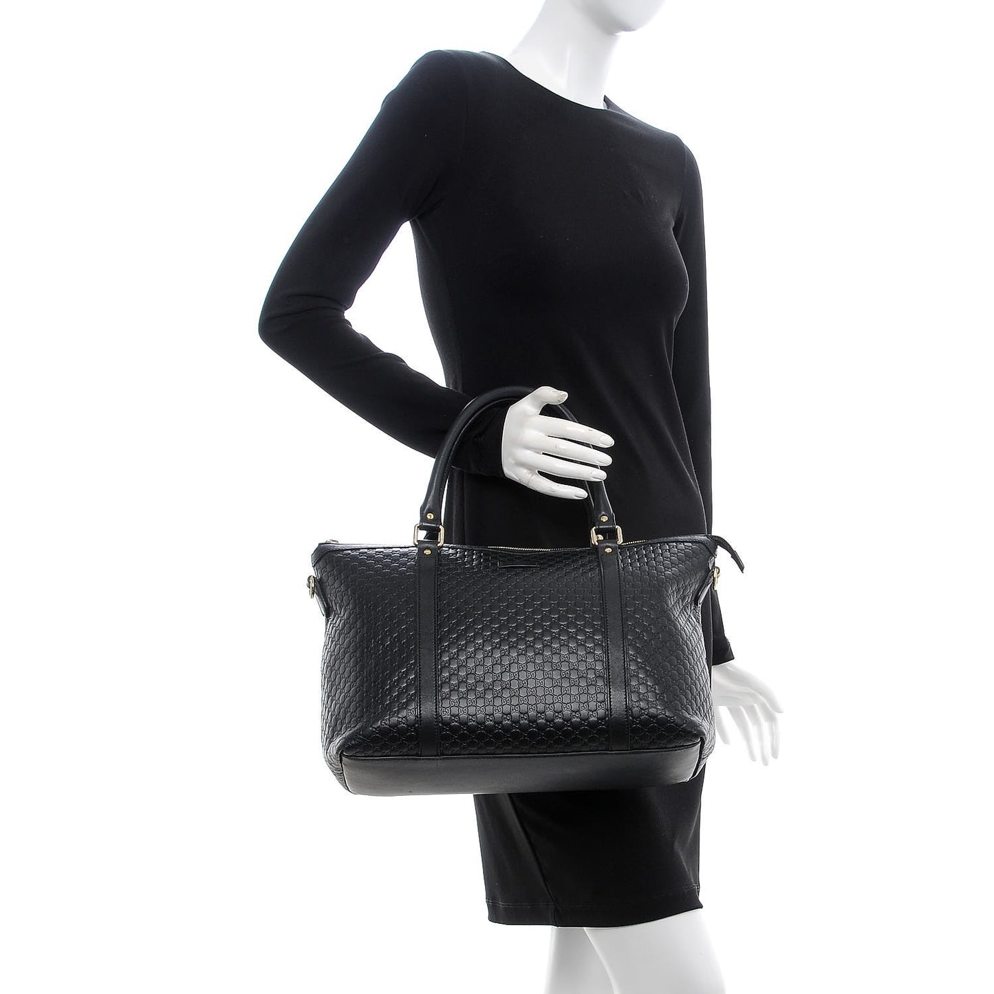 Soft Microguccissima Medium Zippered Satchel Black