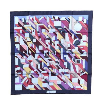 Hermes Silk On A Summer Day Scarf 90 Marine Bleu Ciel Prune 1 of 4