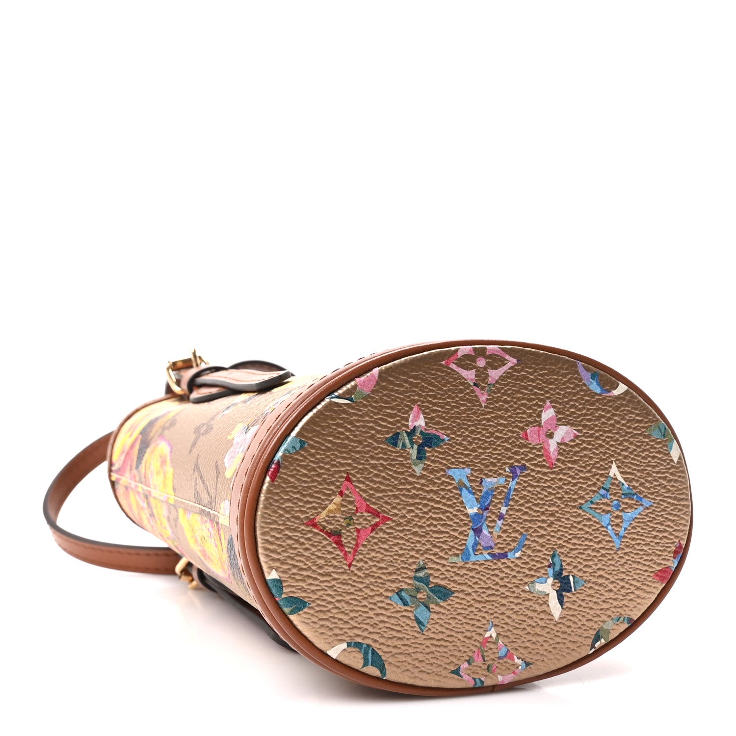 Louis Vuitton Metallic Monogram LV Garden Nano Bucket Bag Gold 5 of 11