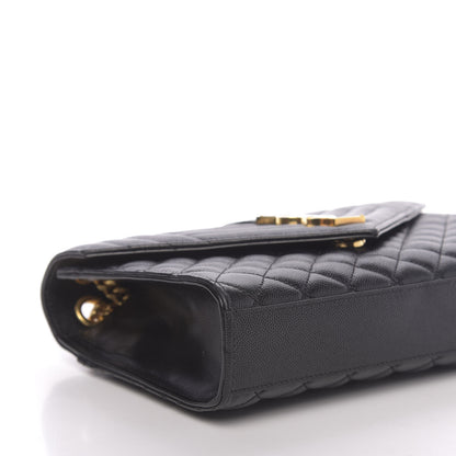 Saint Laurent Grain De Poudre Textured Mixed Matelasse Triquilt Medium Monogram Satchel Black 7 of 9
