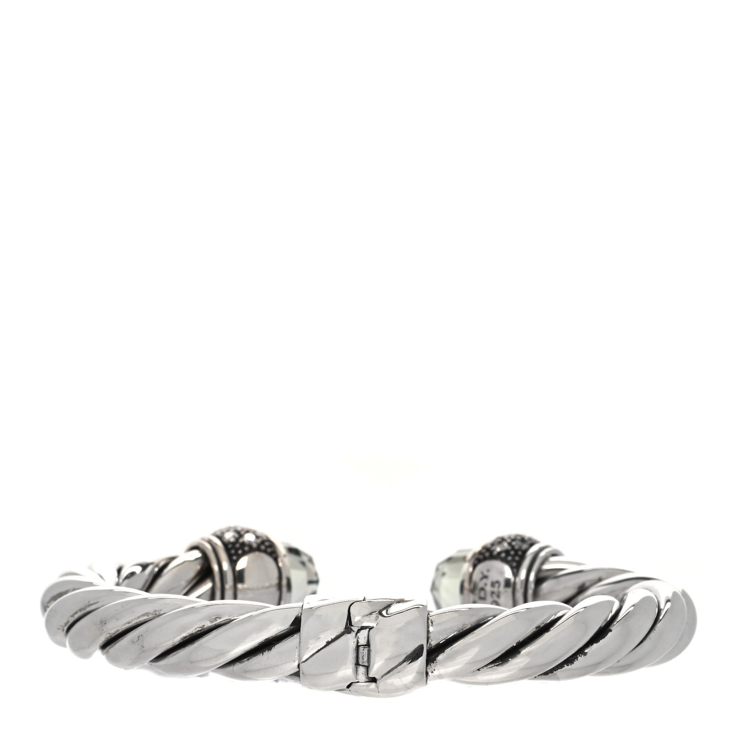 Sterling Silver Diamond Prasiolite 10mm Moonlight Ice Bracelet