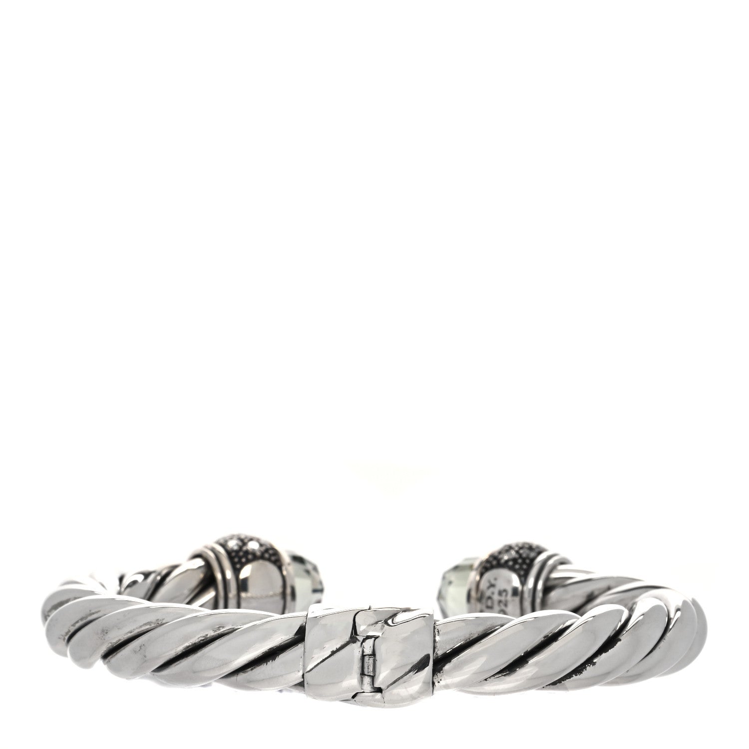 David Yurman Sterling Silver Diamond Prasiolite 10mm Moonlight Ice Bracelet 3 of 5