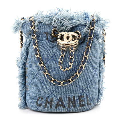 Chanel Denim Quilted Mood Mini Bucket With Chain Blue Multicolor 1 of 10