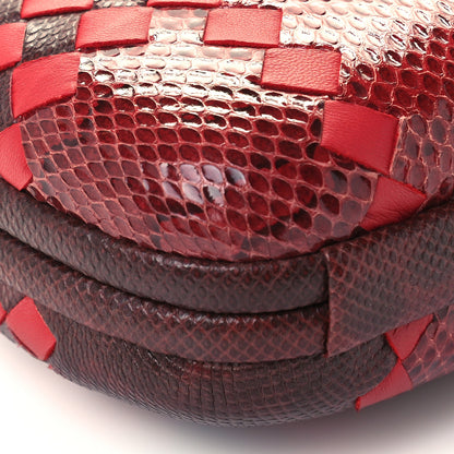 Bottega Veneta Snakeskin Nappa Intrecciato Chain Knot Clutch Bordeaux 8 of 9