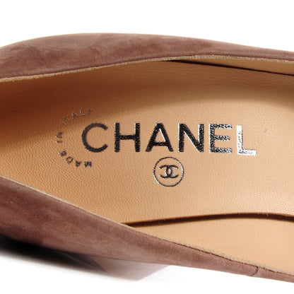 Chanel Suede CC Cap Toe Pumps 37 Beige 6 of 6