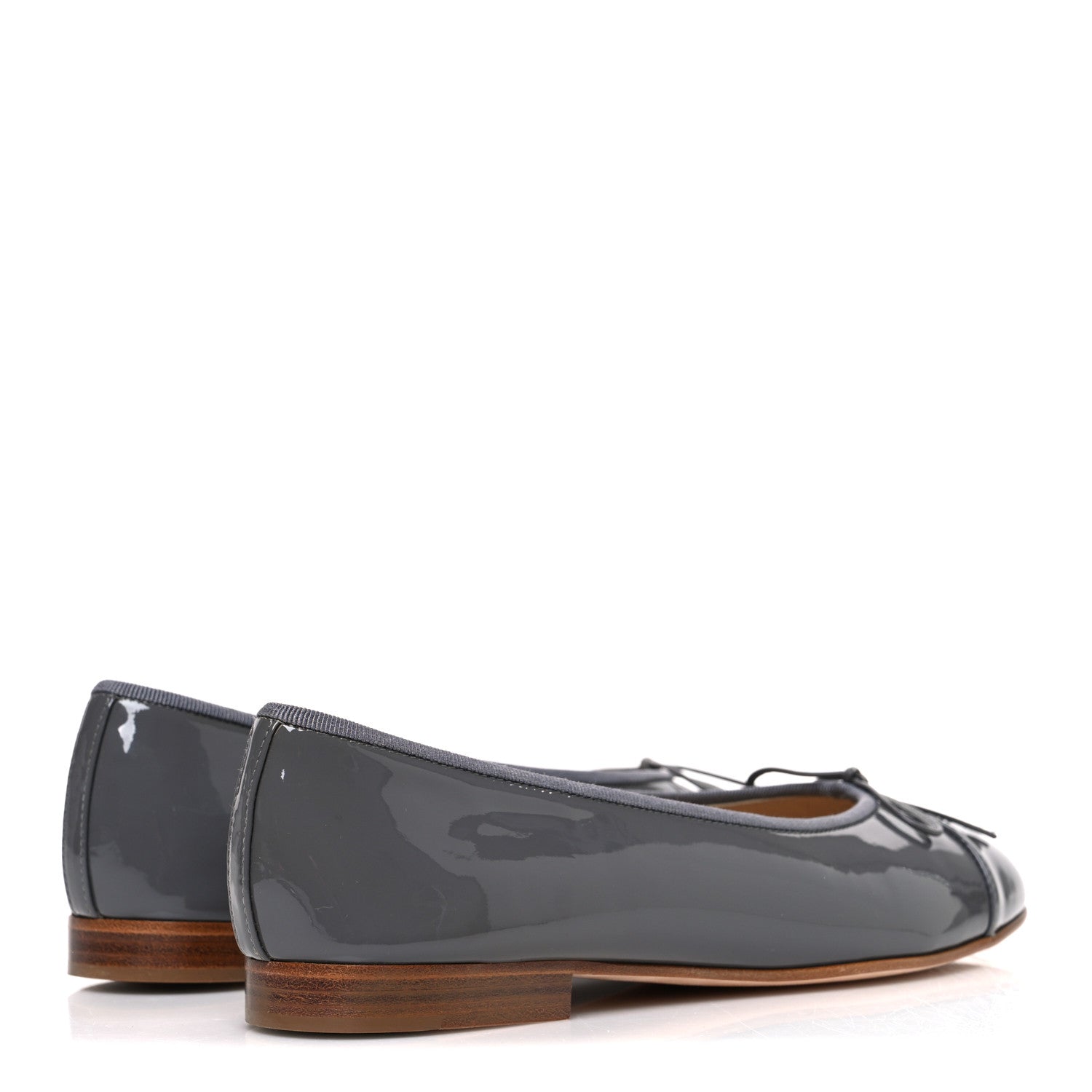 Chanel Patent Calfskin CC Cap Toe Ballerina Flats 39.5 Dark Grey 5 of 11