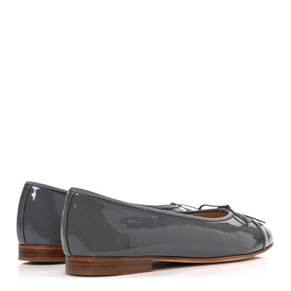 Chanel Patent Calfskin CC Cap Toe Ballerina Flats 39.5 Dark Grey 5 of 11