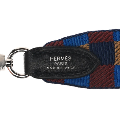 Hermes Toile Swift 25mm Maxi Quadrille Shoulder Strap Bleu Billard Biscuit Rouge H Black 3 of 5