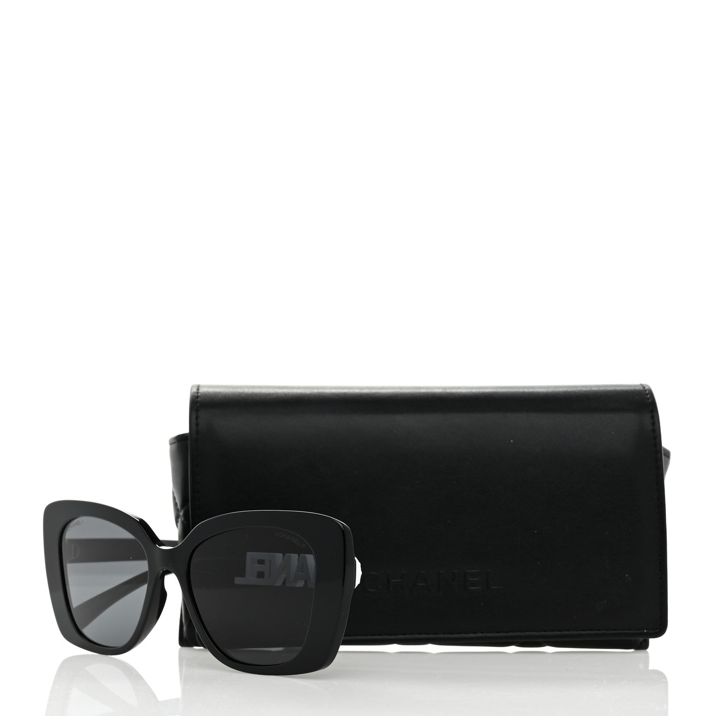 Acetate Strass Square Sunglasses 5422-B-A Black White