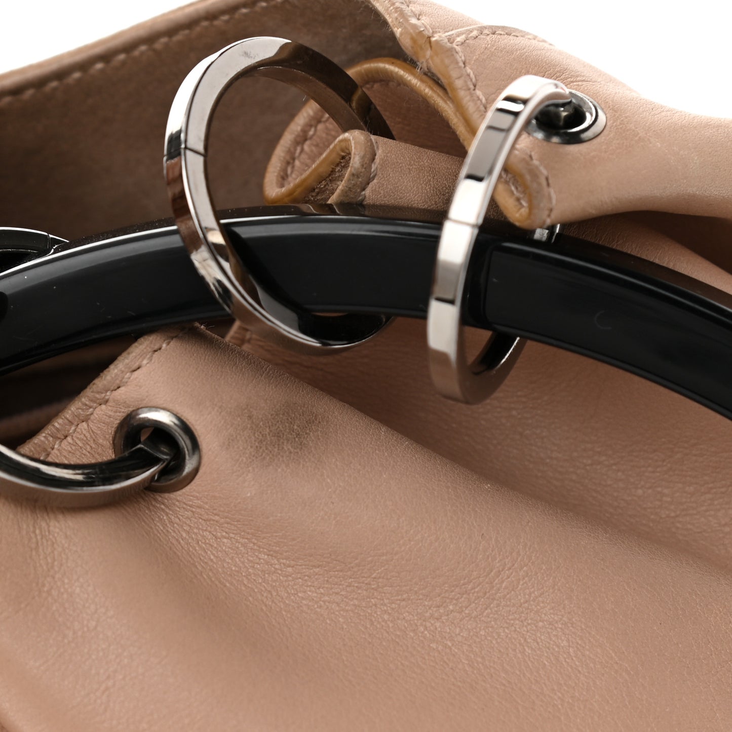Calfskin Loop Bucket Tote Beige