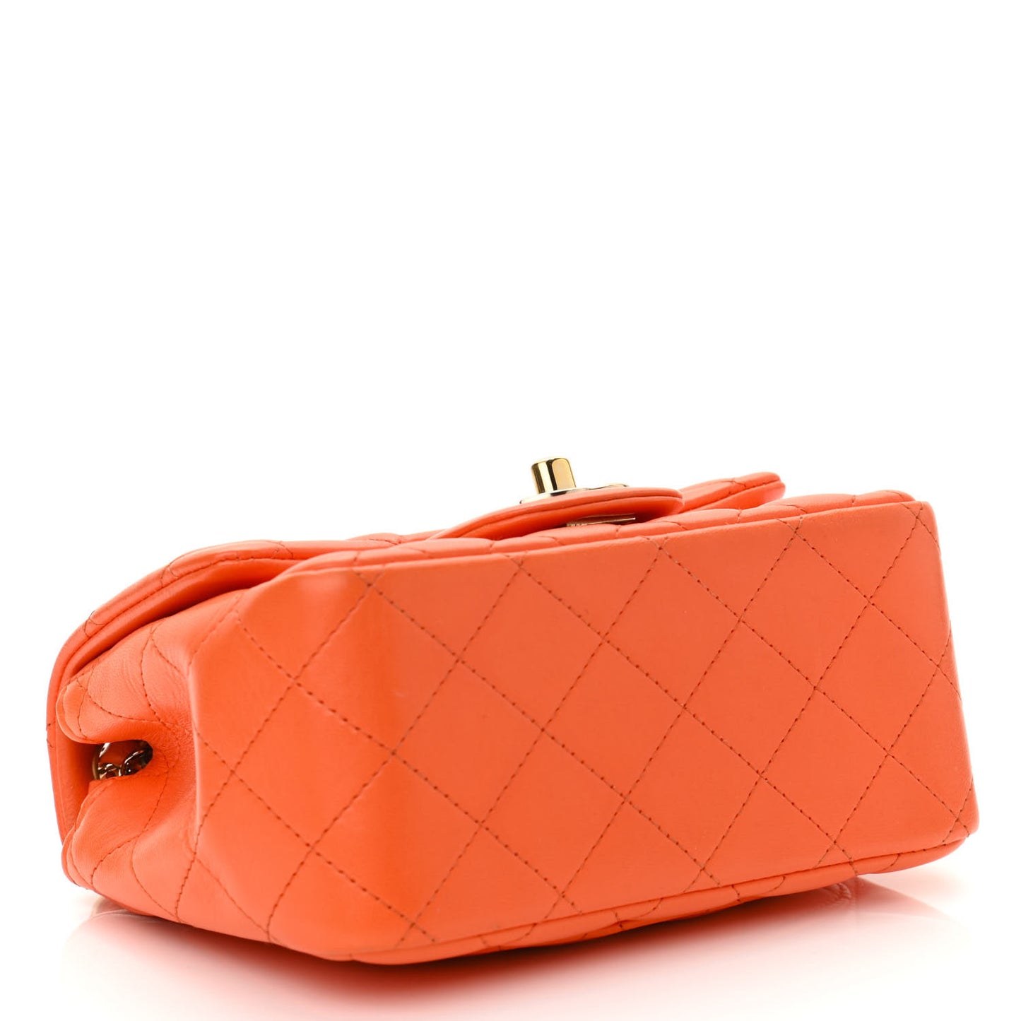 Lambskin Quilted Mini Square Flap Orange
