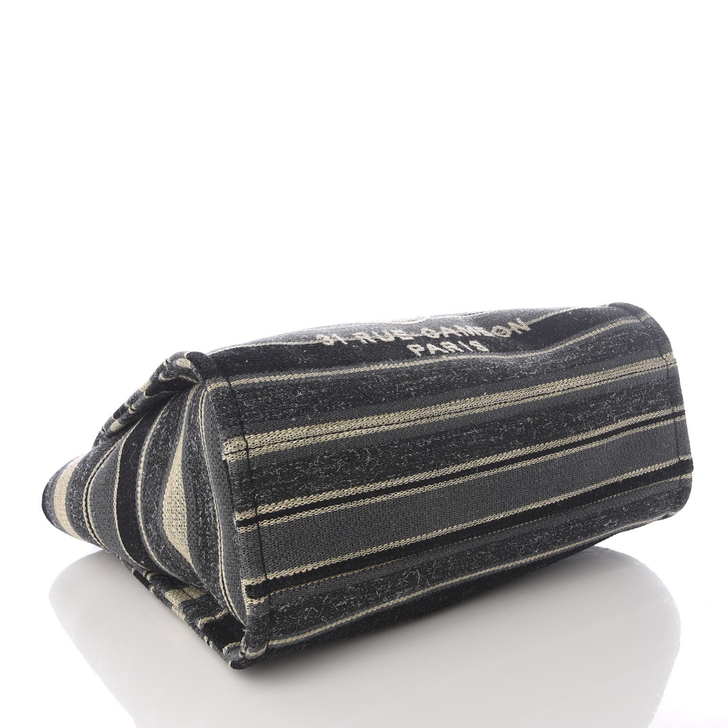 Chanel Striped Canvas Small Deauville Tote Dark Grey 3 of 8