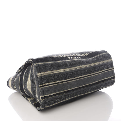 Chanel Striped Canvas Small Deauville Tote Dark Grey 3 of 8