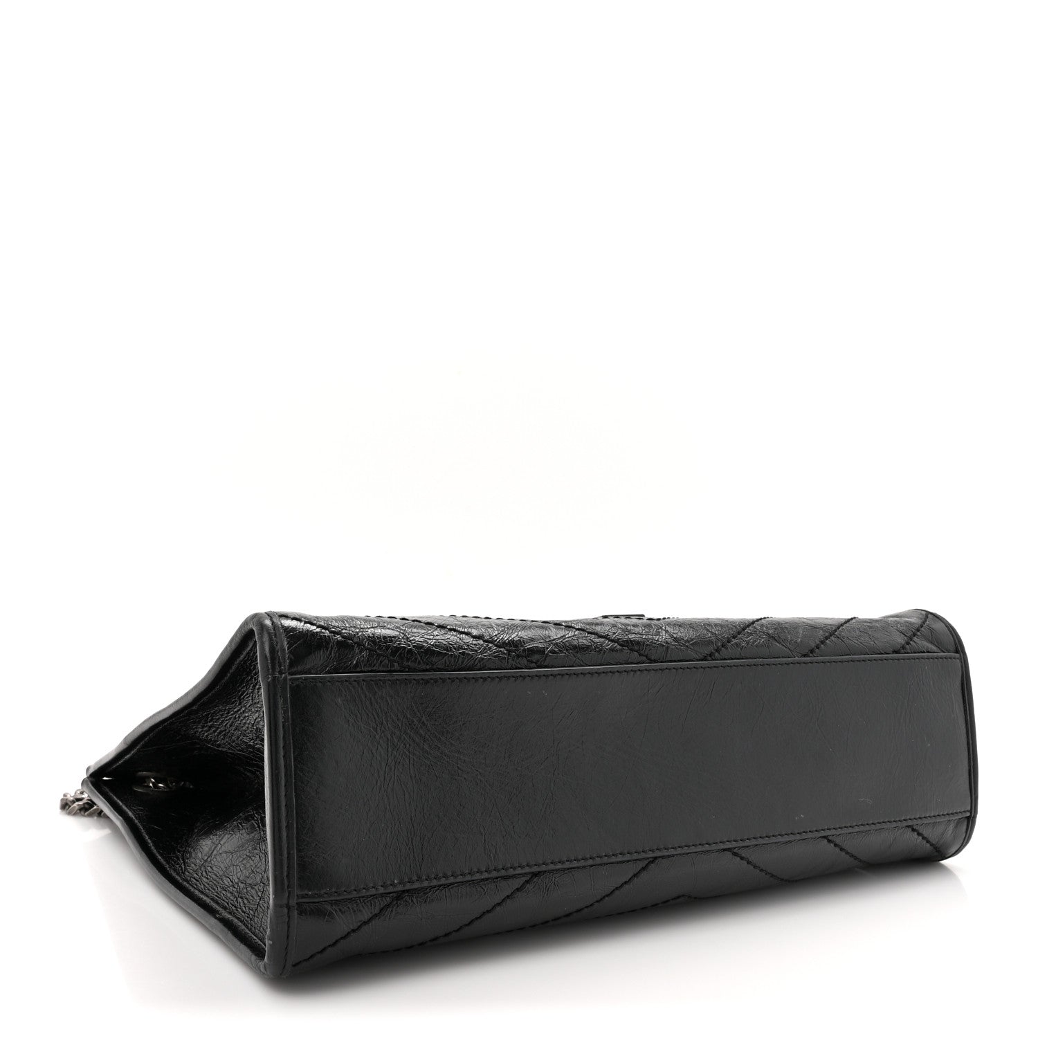 Saint Laurent Crinkled Calfskin Matelasse Monogram Medium Niki Shopper Tote Black 4 of 17