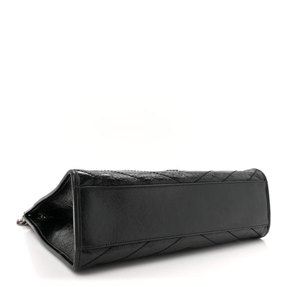 Saint Laurent Crinkled Calfskin Matelasse Monogram Medium Niki Shopper Tote Black 4 of 17
