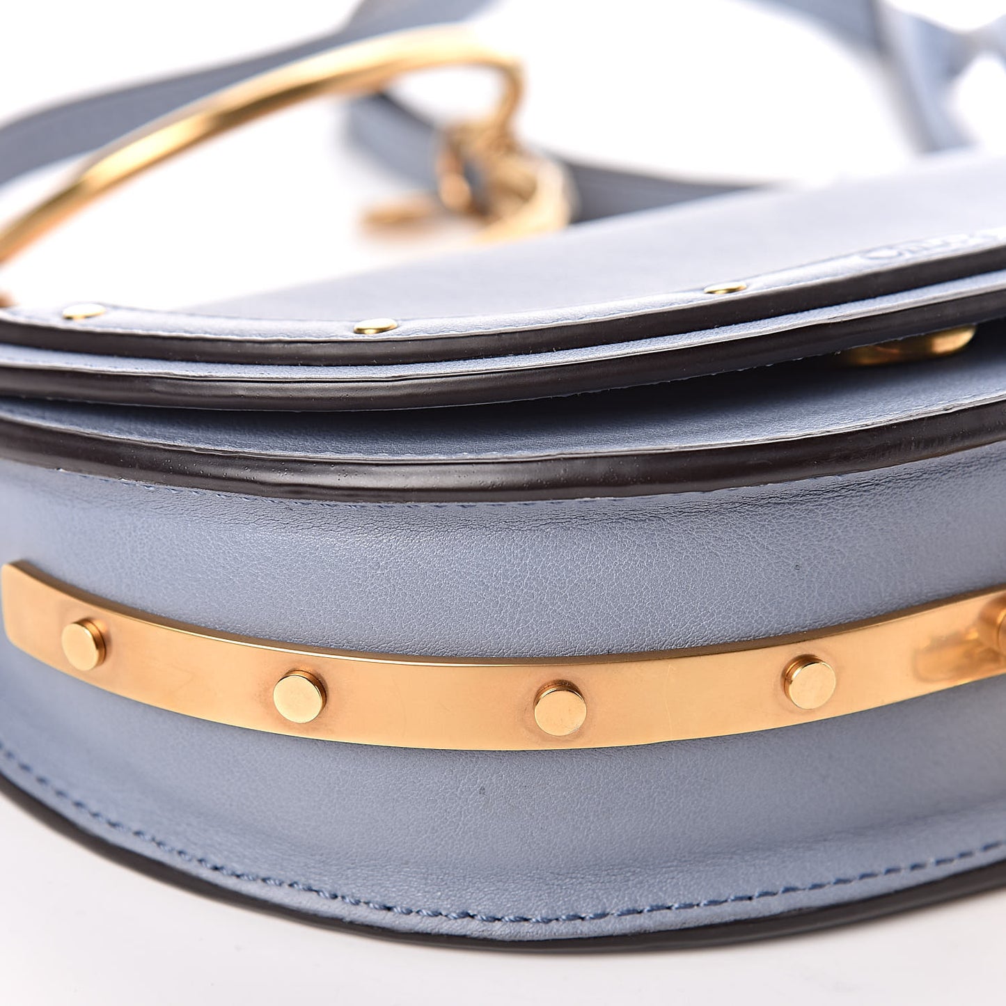 Calfskin Small Nile Bracelet Minaudiere Bag Washed Blue