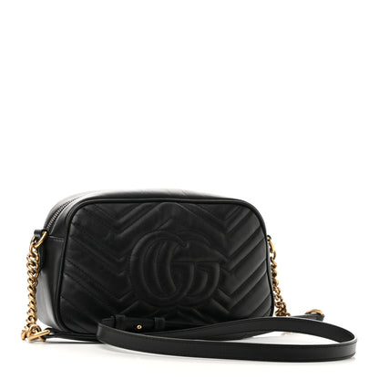 Gucci Calfskin Matelasse Small GG Marmont Chain Shoulder Bag Black 3 of 14