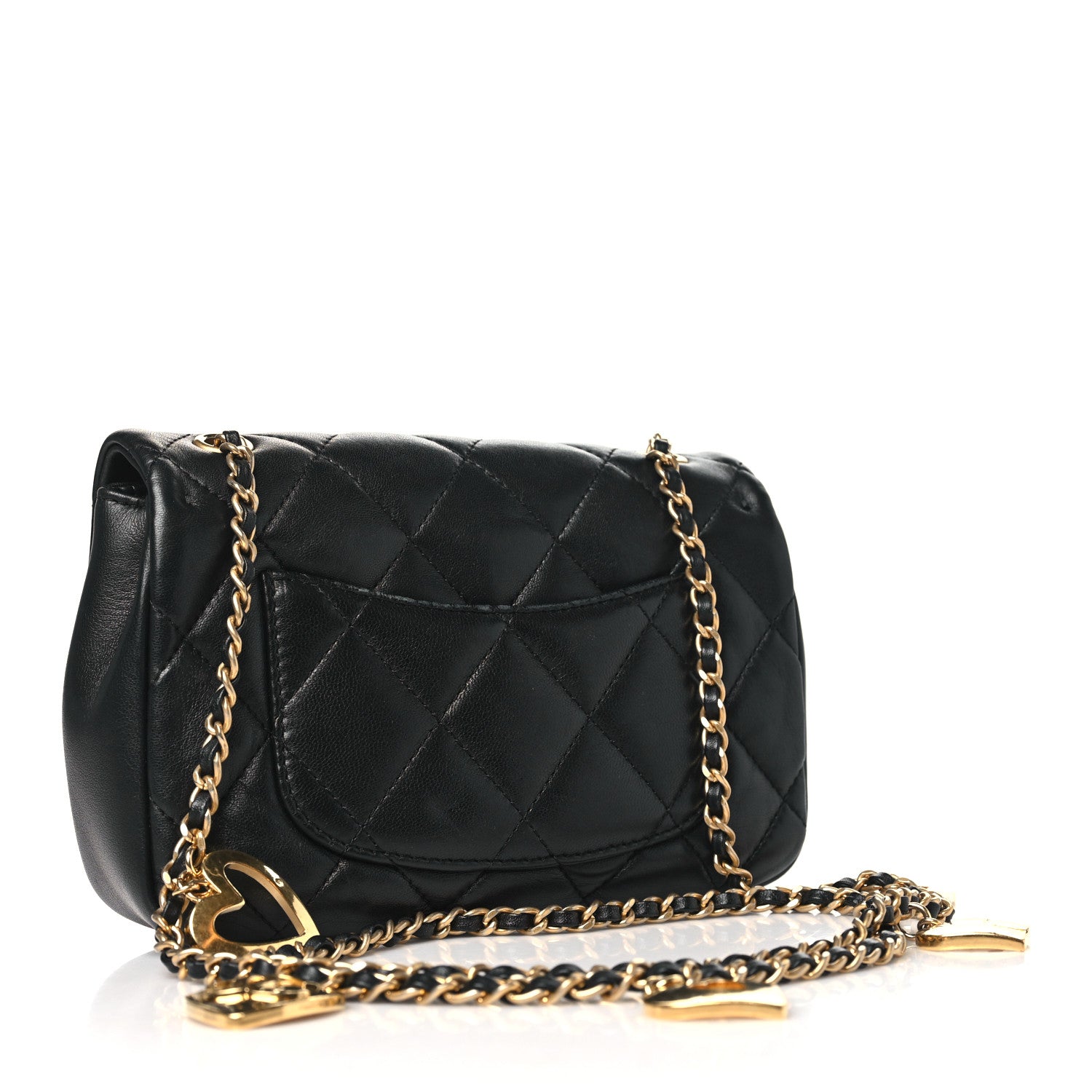 Chanel Lambskin Quilted Mini Heart Charms Flap Black 3 of 10