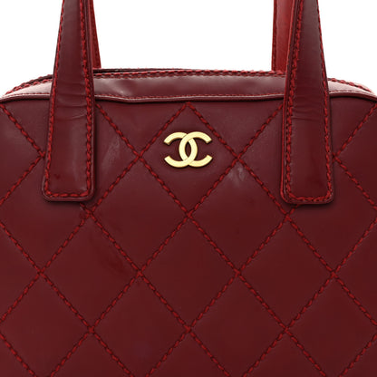 Chanel Calfskin Contrast Stitch Small Surpique Bowler Red 7 of 10