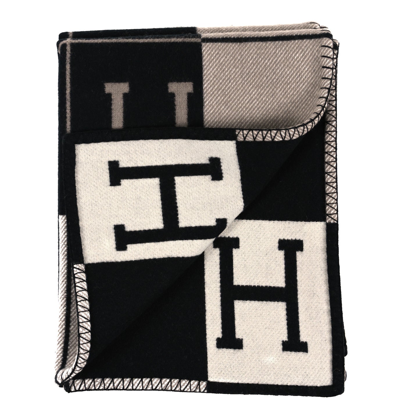 Wool Cashmere Avalon III Blanket Ecru Black