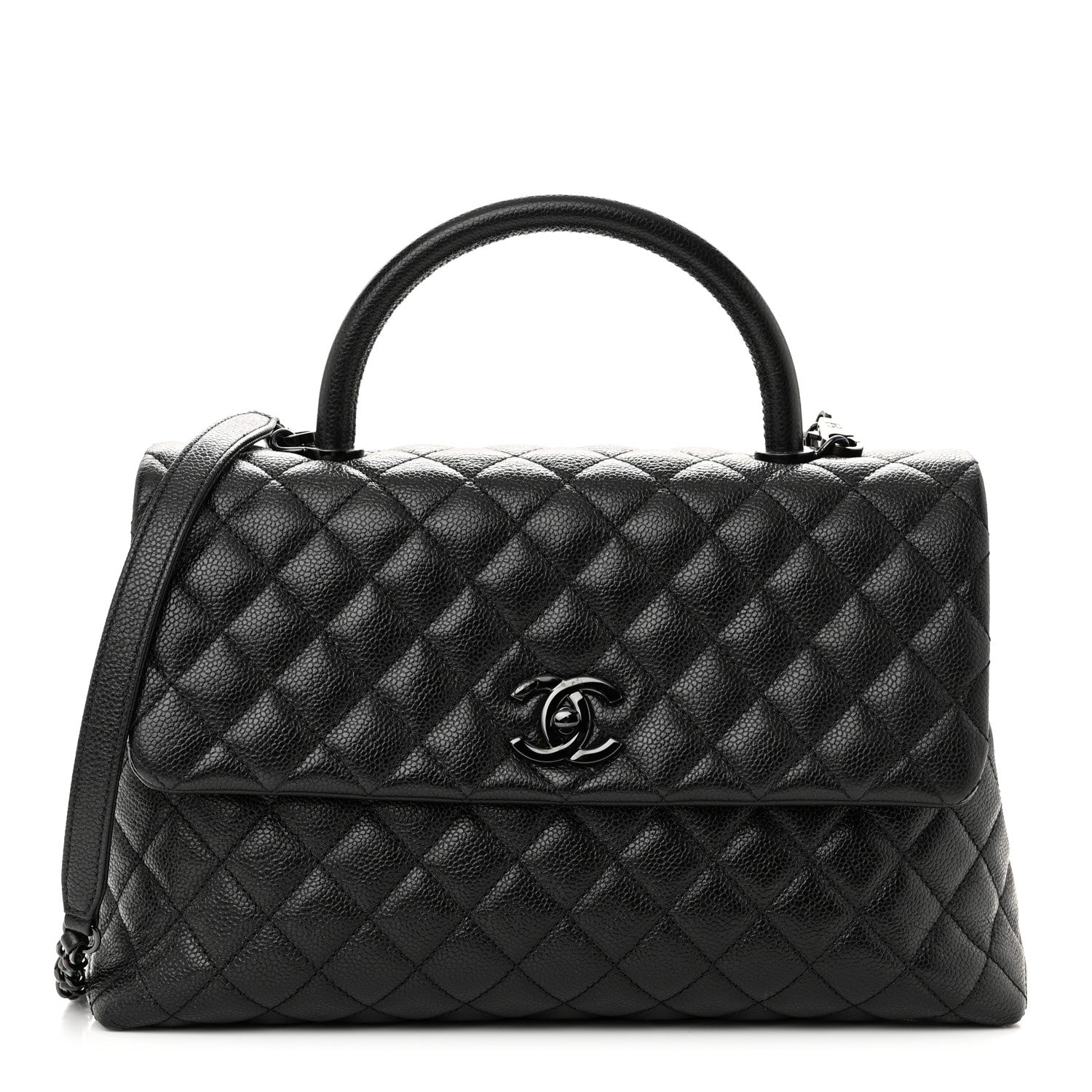 Chanel Shiny Caviar Quilted Medium Coco Handle Flap So Black 1 of 10