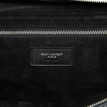 Saint Laurent Grained Calfskin Medium Fringe Cabas Rive Gauche Black 7 of 12