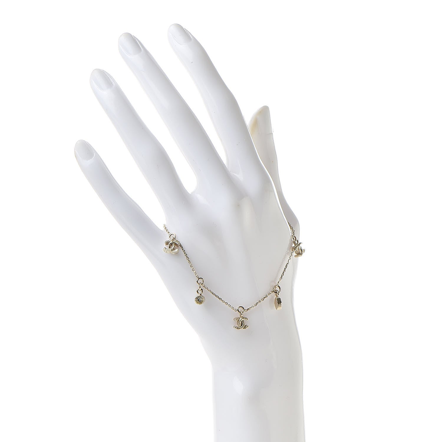 Chanel Crystal Charm CC Bracelet Gold 2 of 5