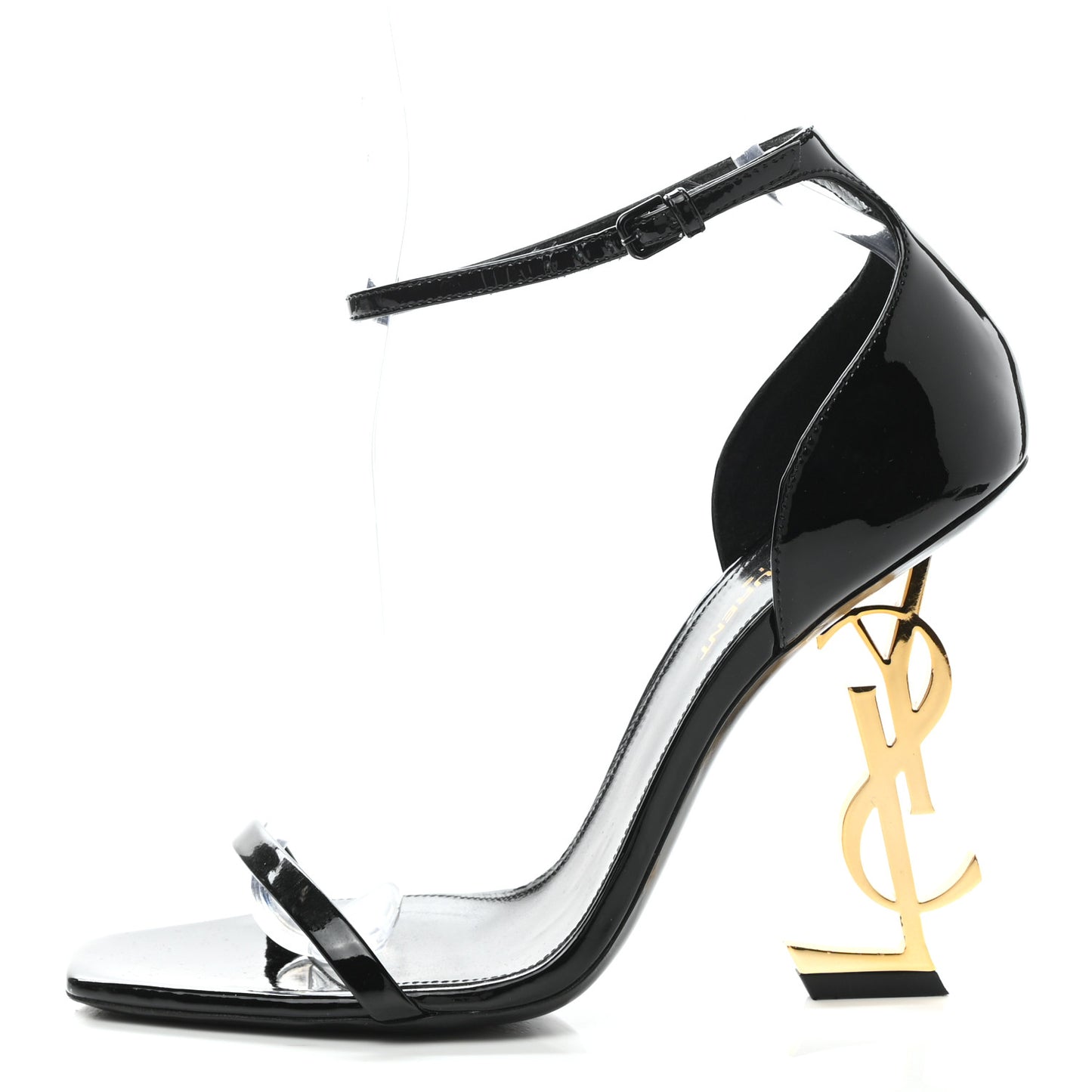 Patent Calfskin Opyum 110 Sandals 38.5 Black Gold