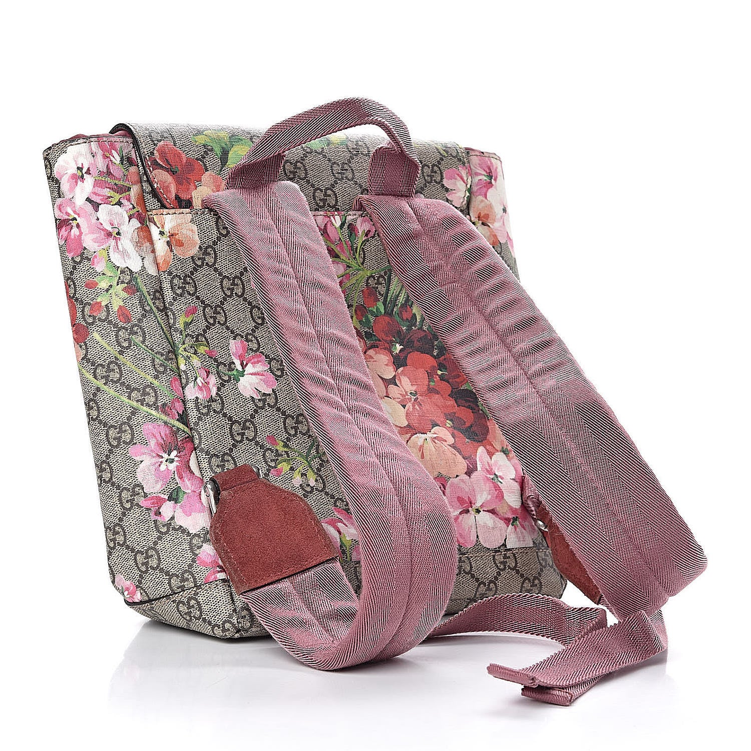 Gucci GG Supreme Monogram Blooms Small Single Buckle Backpack Beige Multicolor Dry Rose 3 of 10