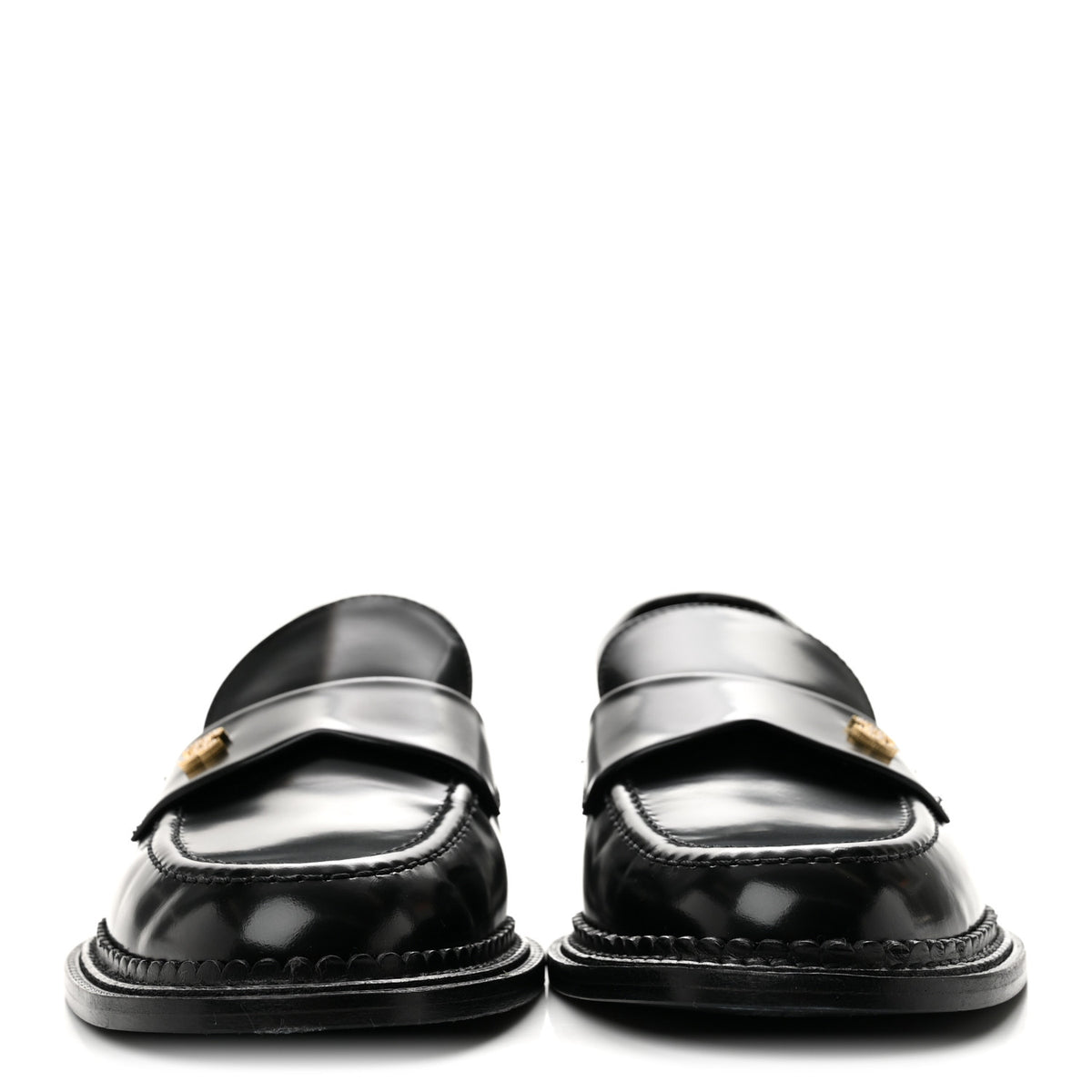 Chanel Shiny Calfskin Pearl CC Loafers 39 Black 3 of 10