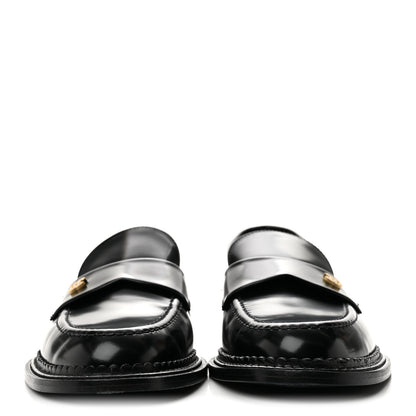 Chanel Shiny Calfskin Pearl CC Loafers 39 Black 3 of 10